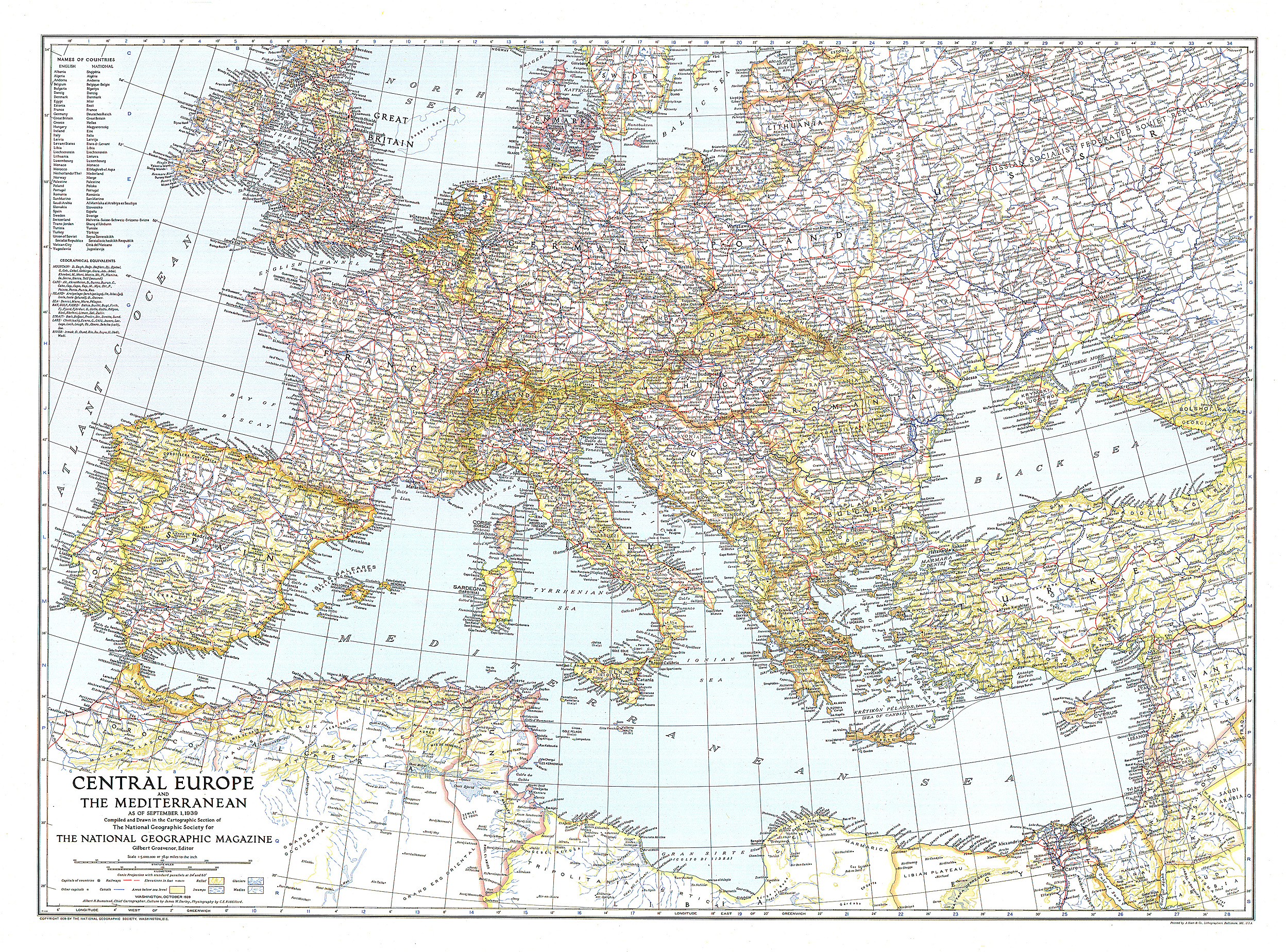 Europe 1939 Geographicus Rare Antique Maps