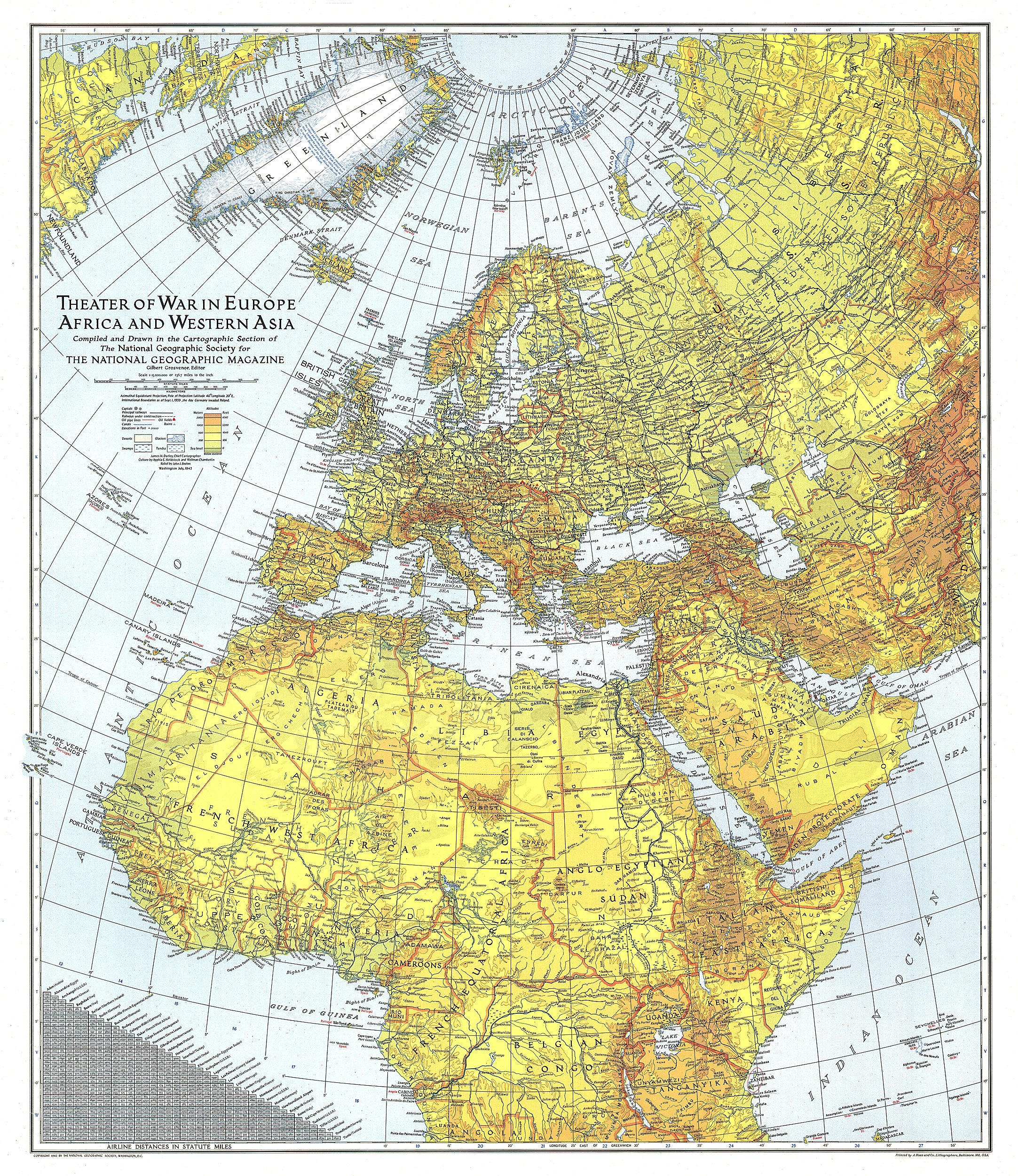 Theater of War in Europe, Africa and Western Asia Map