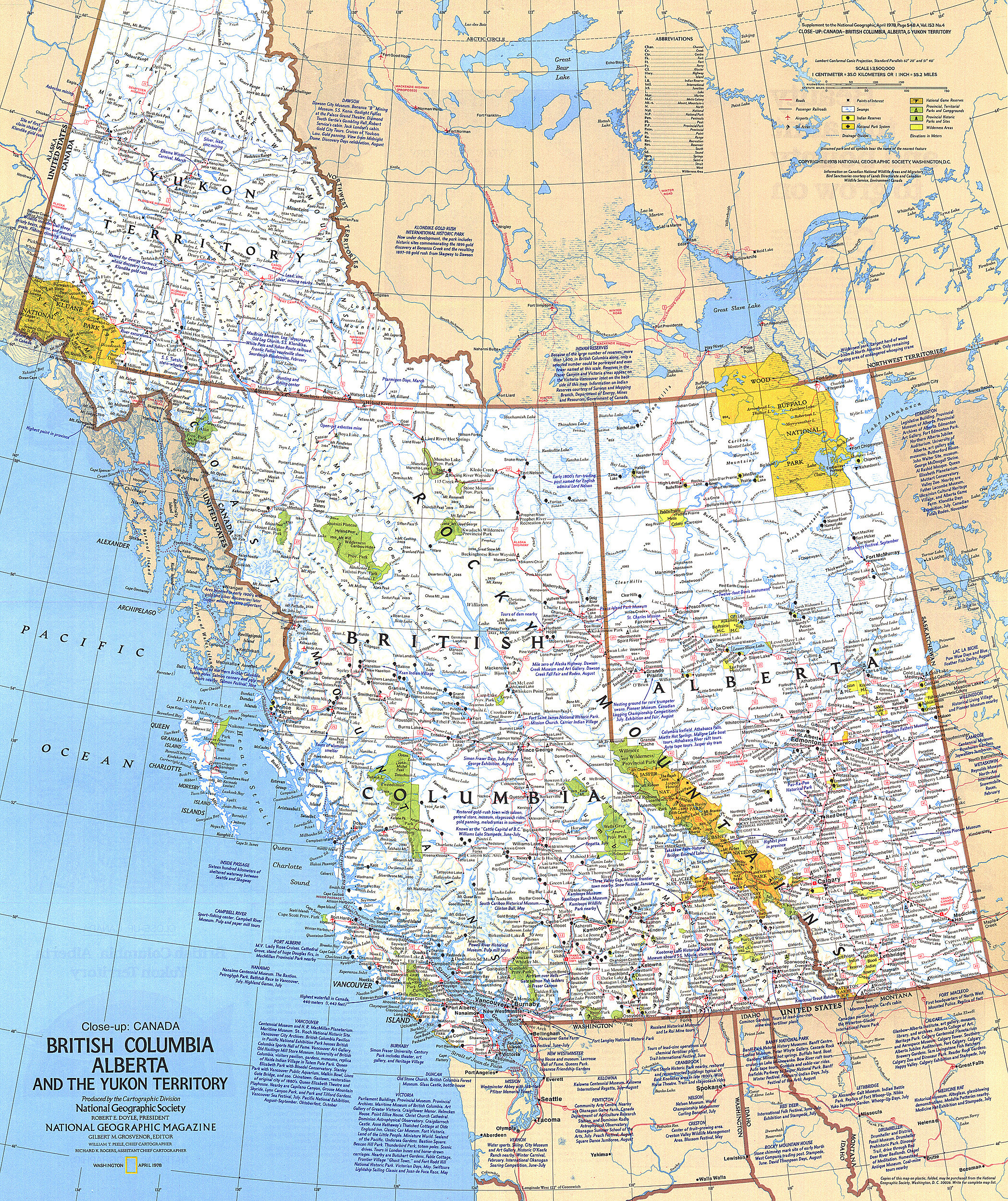 British Columbia, Alberta and the Yukon Territory Map