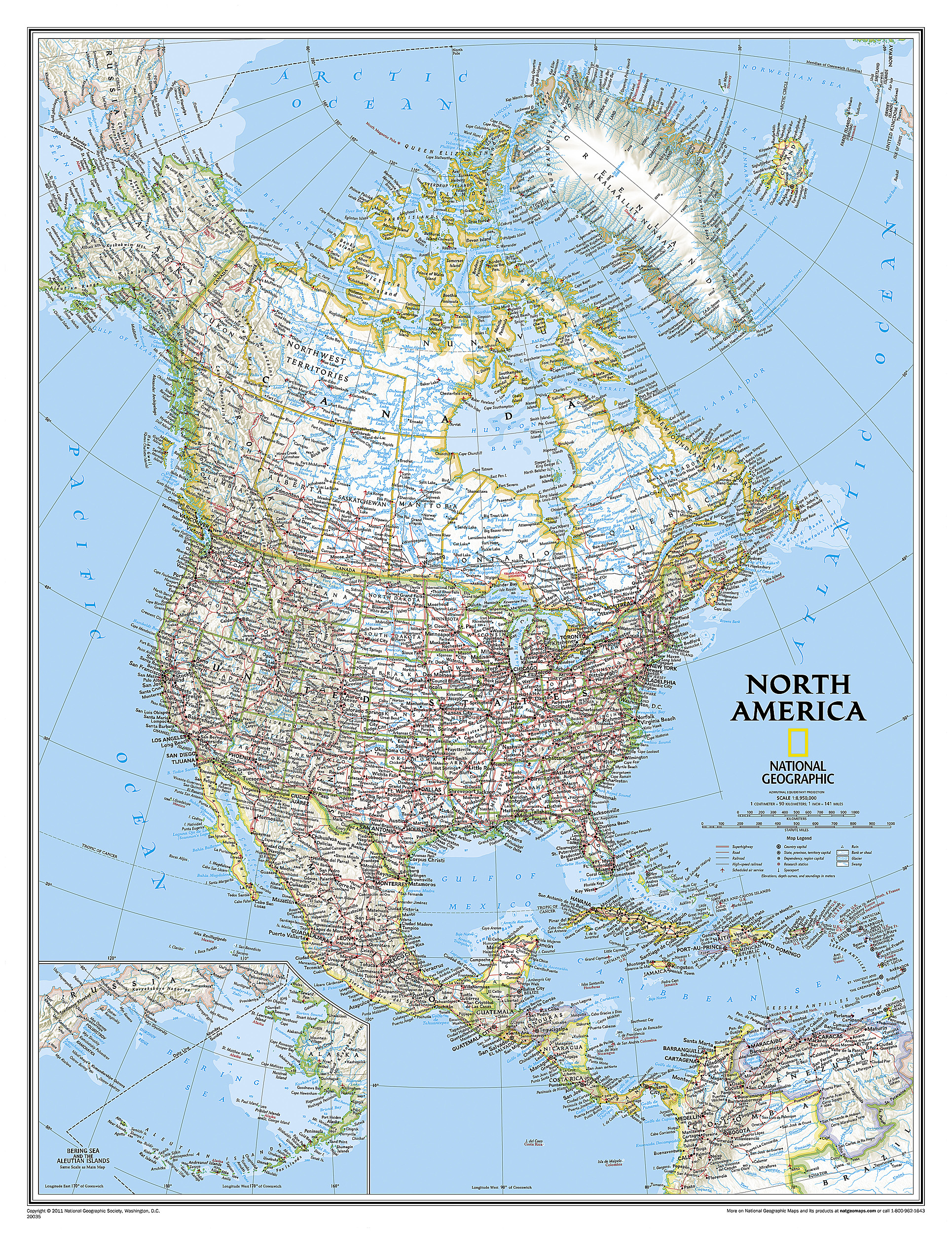 ナショナルジオグラフィック　Atlas of North America 北米 North America Classic [Enlarged and Laminated] Map