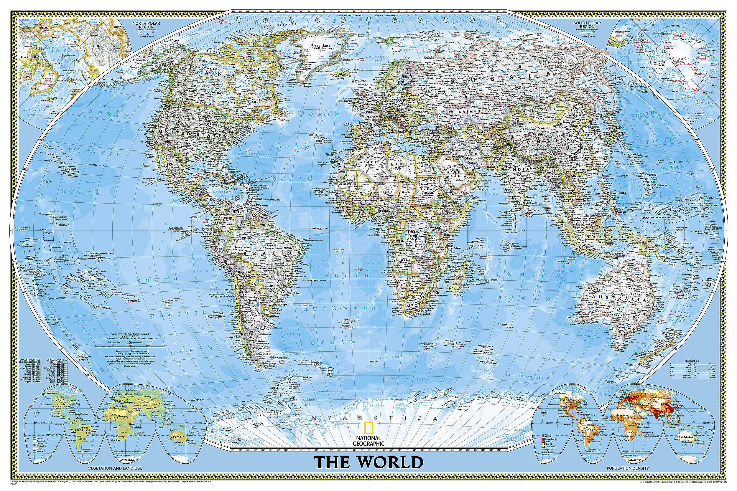 金時　National Geographic サイドウォール4枚 World Classic [Poster Size] Map