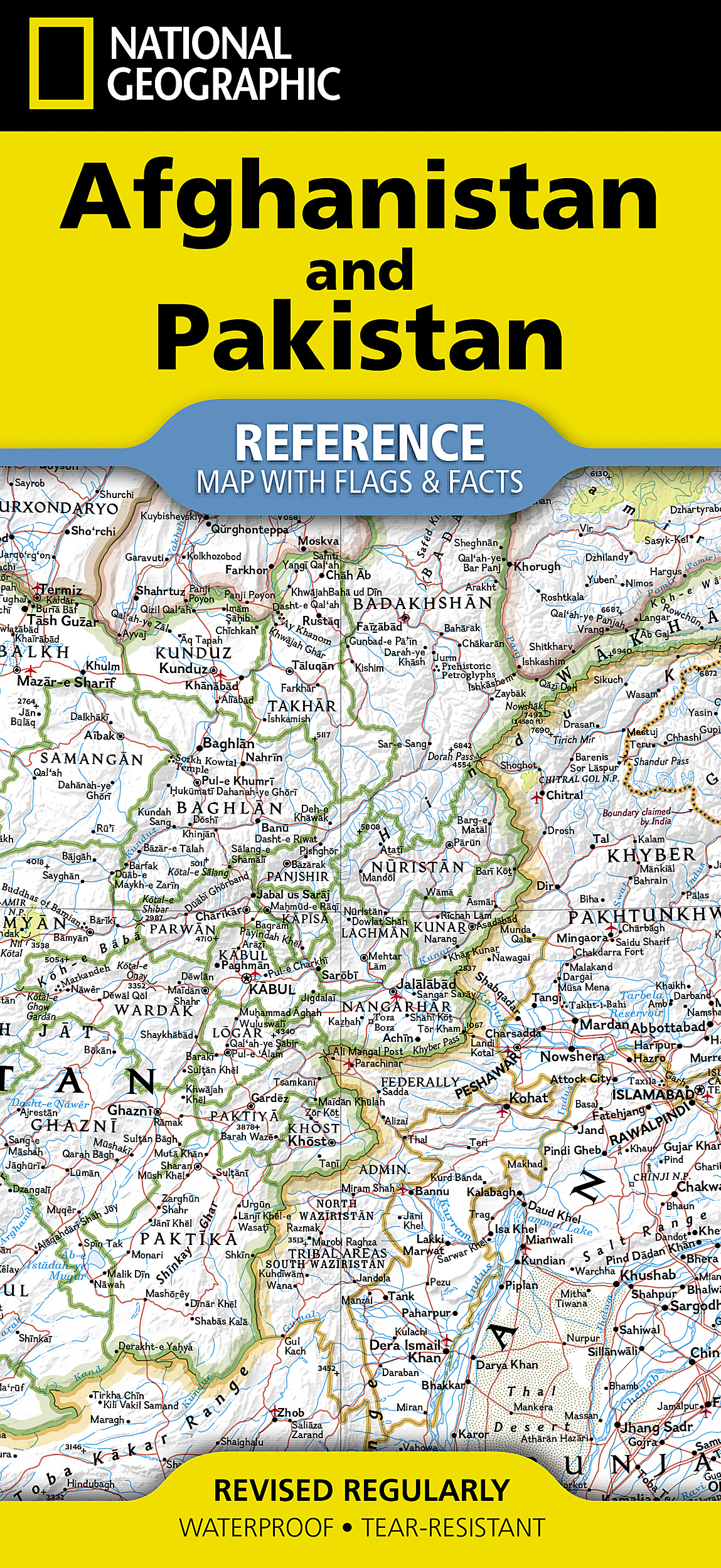Afghanistan and Pakistan Map with Flags & Facts [folded]